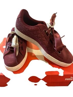 Puma Quilted Satin-Lace Sneakers - Wine